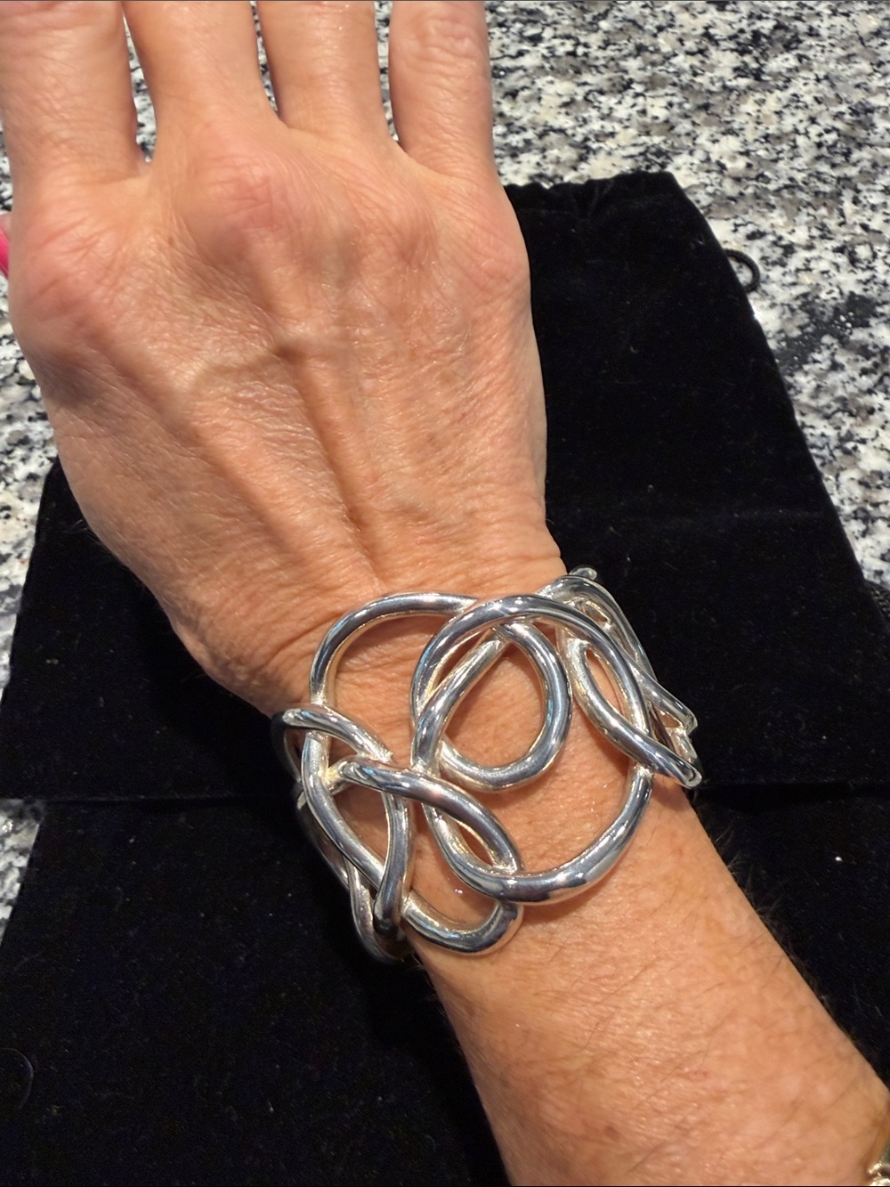 925 silver  Openwork Statement Cuff Bracelet